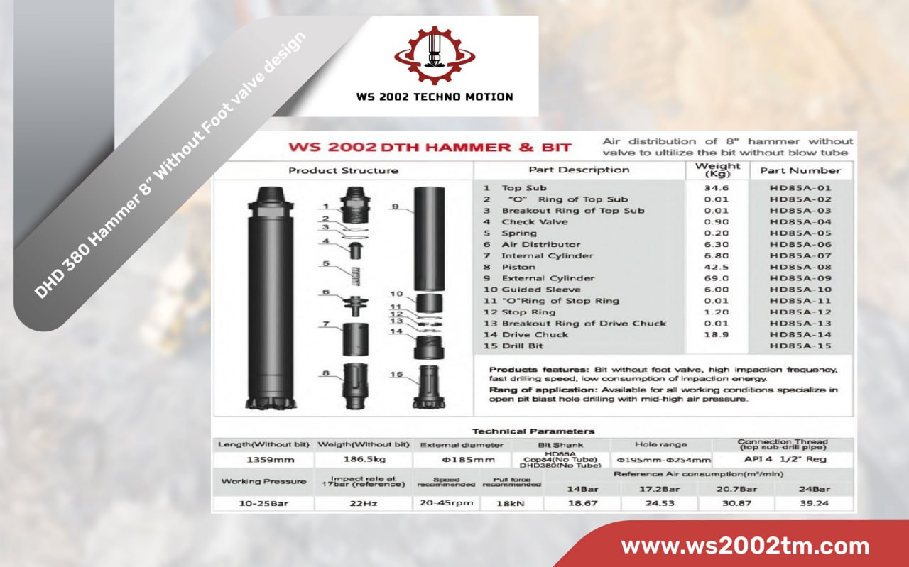 DHD 380 Hammer 8" without Foot valve